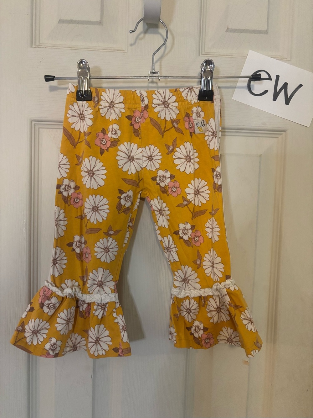 Wildflowers Mustard Yellow Floral Ruffle Hem Leggings